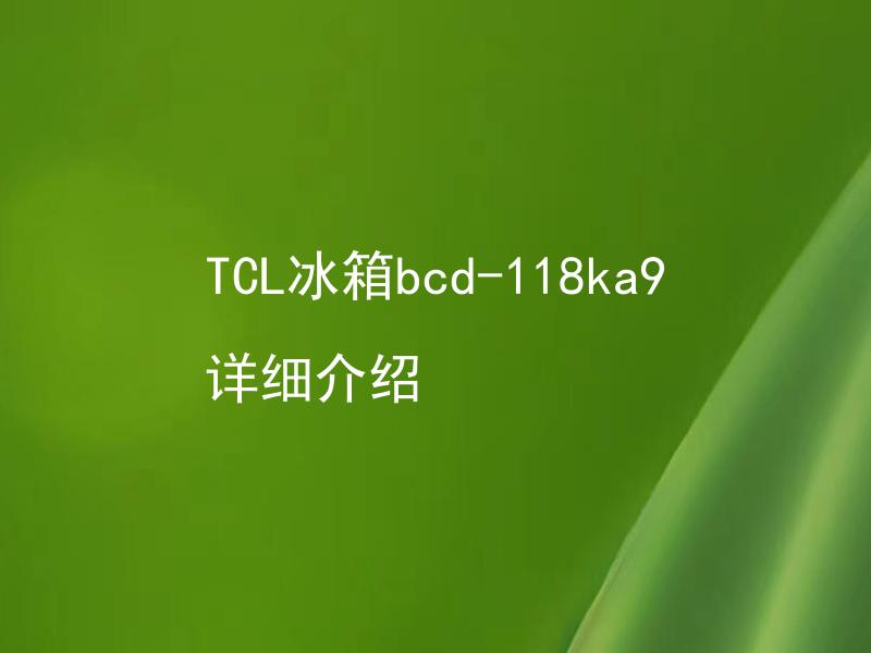 TCL冰箱bcd-118ka9详细介绍 TCL冰箱bcd-118ka9有哪些特点和功能？
