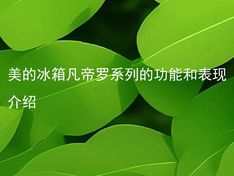 美的冰箱凡帝罗系列的功能和表现介绍 美的冰箱凡帝罗系列如何与其他系列相比？
