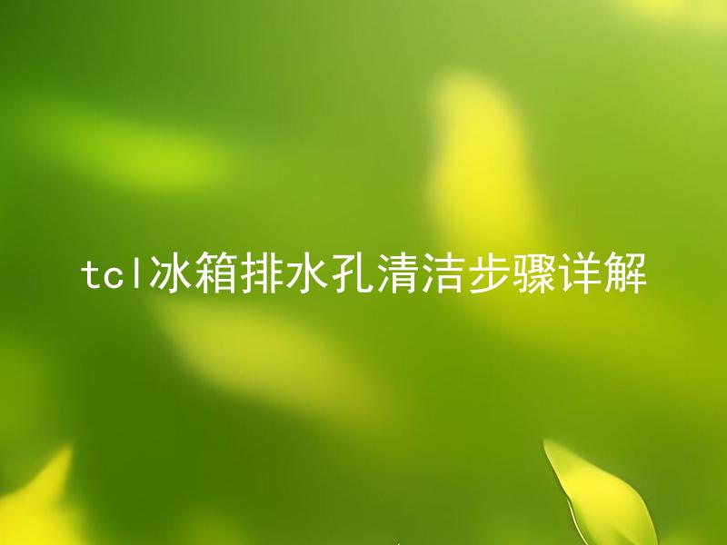 tcl冰箱排水孔清洁步骤详解 为什么tcl冰箱排水孔需要清洁？