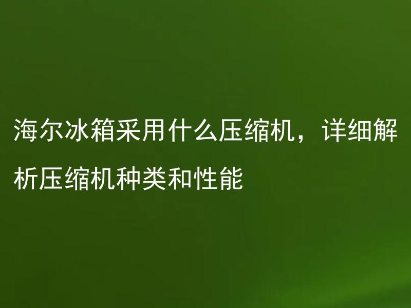 海尔冰箱采用什么压缩机，详细解析压缩机种类和性能 海尔冰箱压缩机要如何维护保养，延长维修周期？