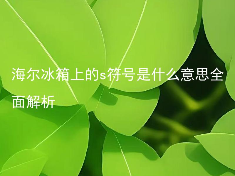 海尔冰箱上的s符号是什么意思全面解析 海尔冰箱上的S符号是如何开启和关闭的？