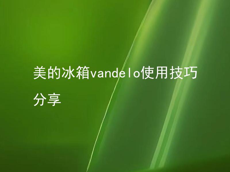 美的冰箱vandelo使用技巧分享 美的冰箱Vandelo如何更好地保养清洁？