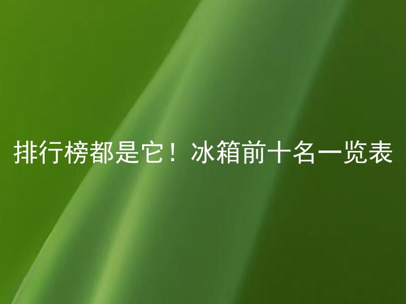 排行榜都是它！冰箱前十名一览表