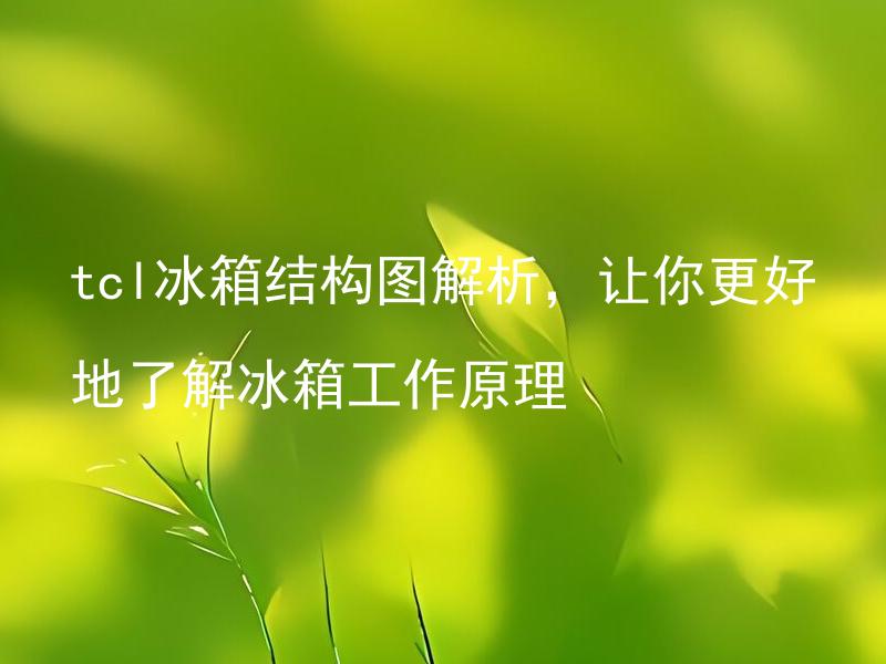 tcl冰箱结构图解析，让你更好地了解冰箱工作原理 tcl冰箱结构图解析和维修案例分享？