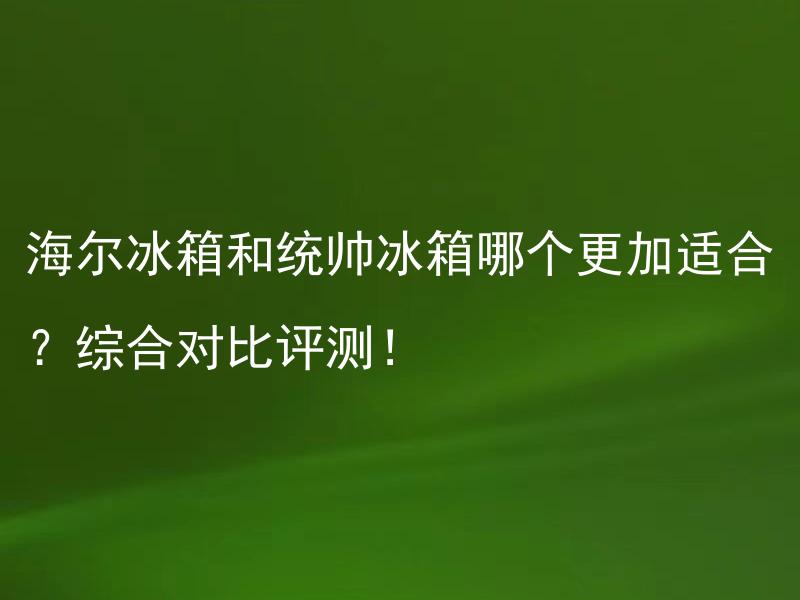 海尔冰箱和统帅冰箱哪个更加适合？综合对比评测！
