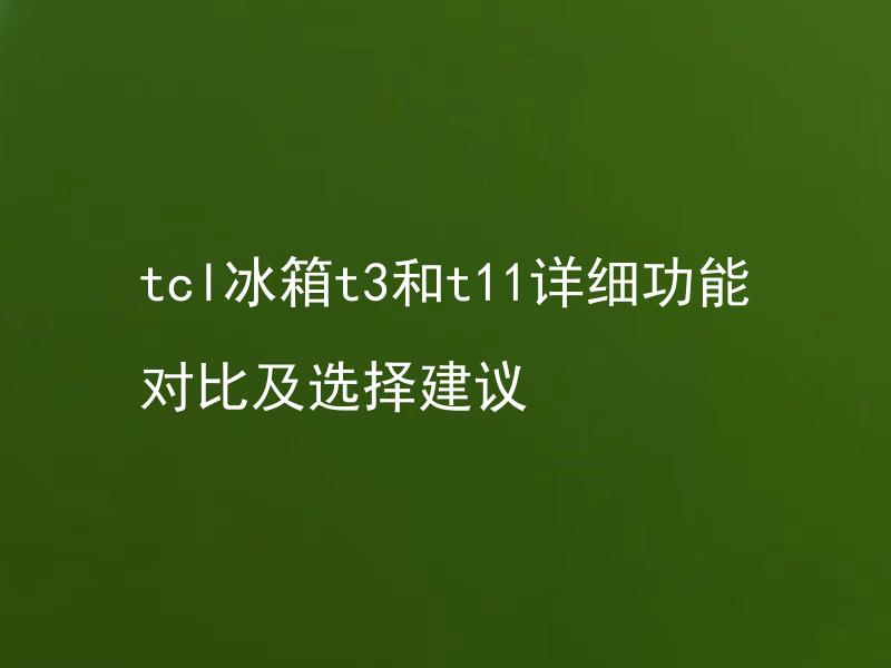 tcl冰箱t3和t11详细功能对比及选择建议