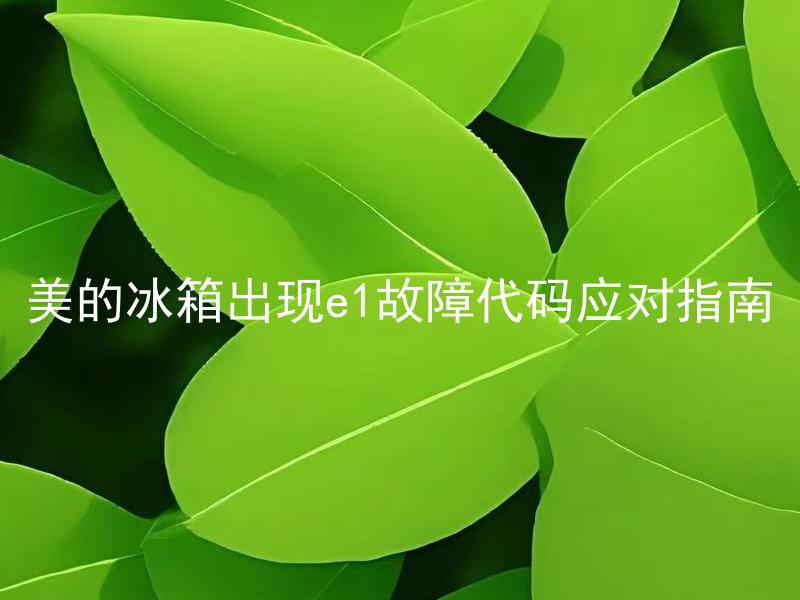 美的冰箱出现e1故障代码应对指南 美的冰箱e1代码是什么意思及如何解决？