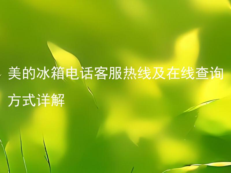 美的冰箱电话客服热线及在线查询方式详解 美的冰箱客服在线查询功能怎么使用？