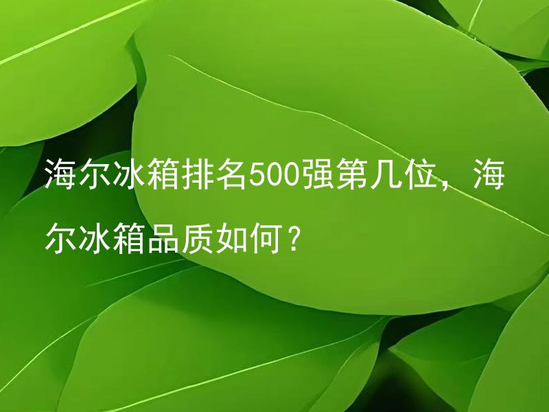 海尔冰箱排名500强第几位，海尔冰箱品质如何？ 海尔冰箱在500强中的排名是否代表其品质有保证？