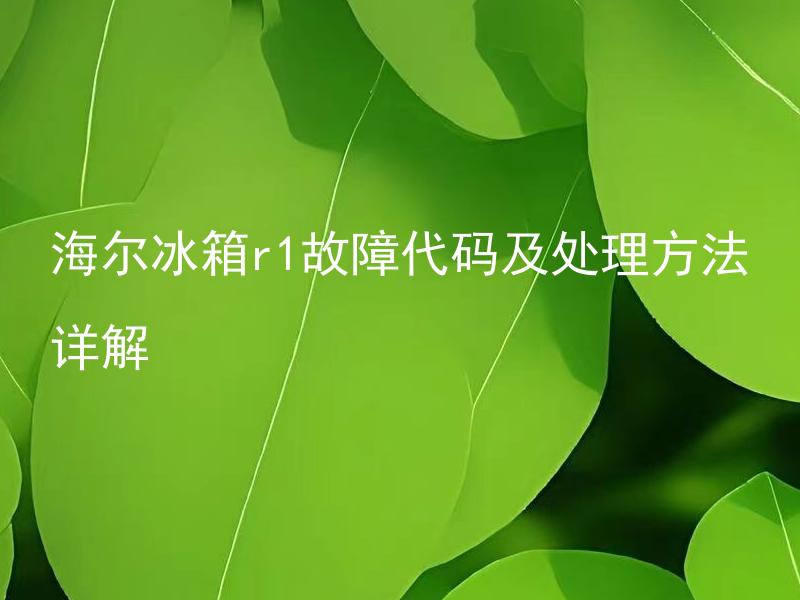 海尔冰箱r1故障代码及处理方法详解 海尔冰箱r1故障代码e6是什么意思及如何处理？