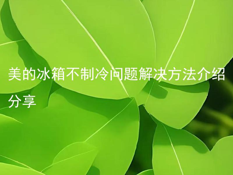 美的冰箱不制冷问题解决方法介绍分享 美的冰箱不制冷问题解决方法分享有哪些有效措施？