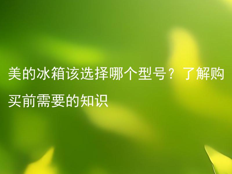 美的冰箱该选择哪个型号？了解购买前需要的知识 如何选择适合自己的美的冰箱型号？有什么购买前需要了解的知识？