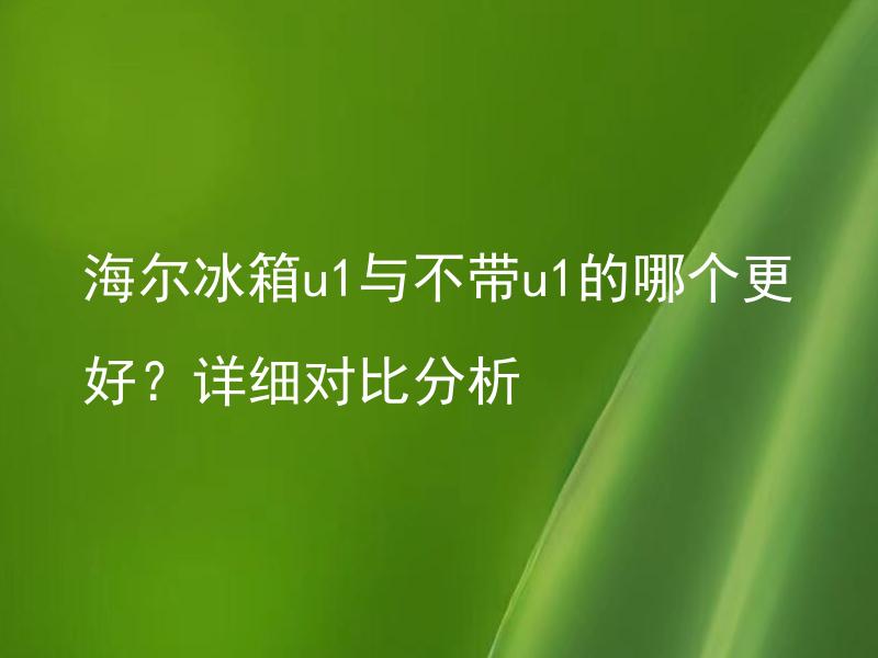 海尔冰箱u1与不带u1的哪个更好？详细对比分析