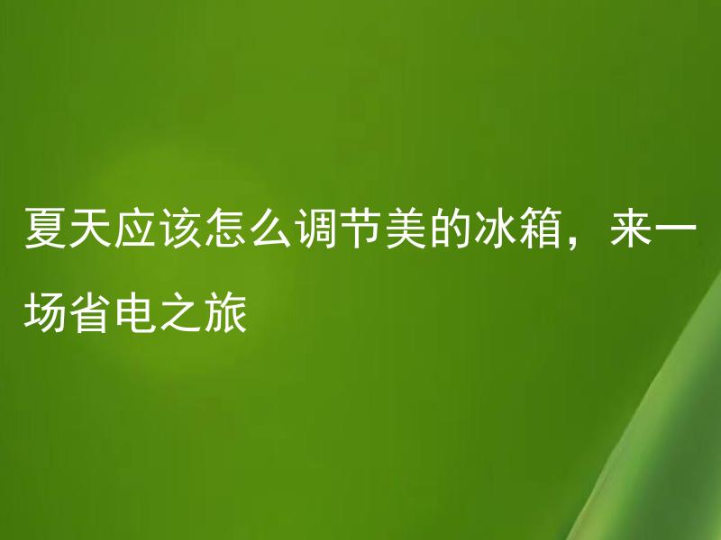 夏天应该怎么调节美的冰箱，来一场省电之旅