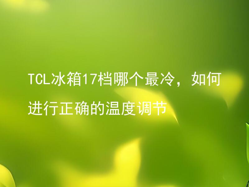 TCL冰箱17档哪个最冷，如何进行正确的温度调节