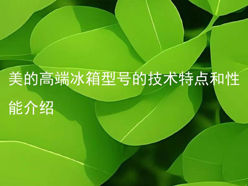 美的高端冰箱型号的技术特点和性能介绍