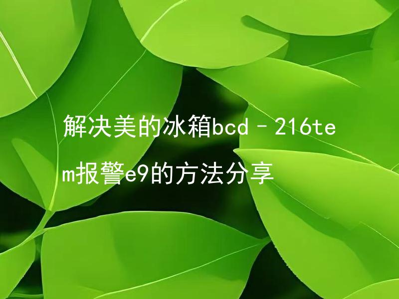 解决美的冰箱bcd–216tem报警e9的方法分享