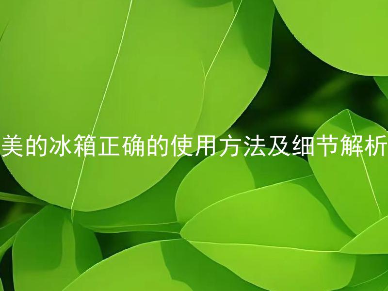美的冰箱正确的使用方法及细节解析