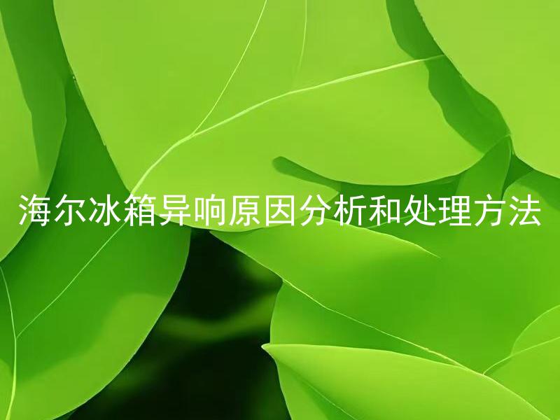 海尔冰箱异响原因分析和处理方法