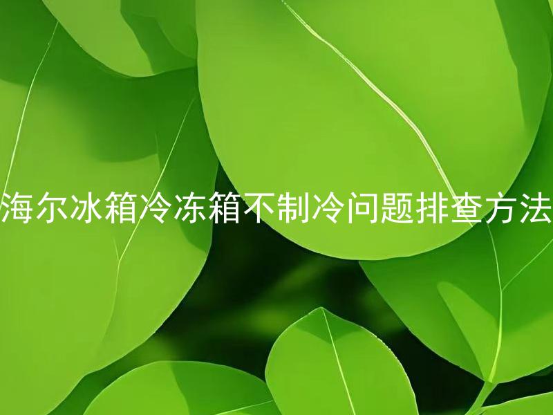 海尔冰箱冷冻箱不制冷问题排查方法