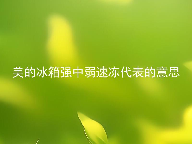 美的冰箱强中弱速冻代表的意思 美的冰箱强中弱速冻可以调节吗？