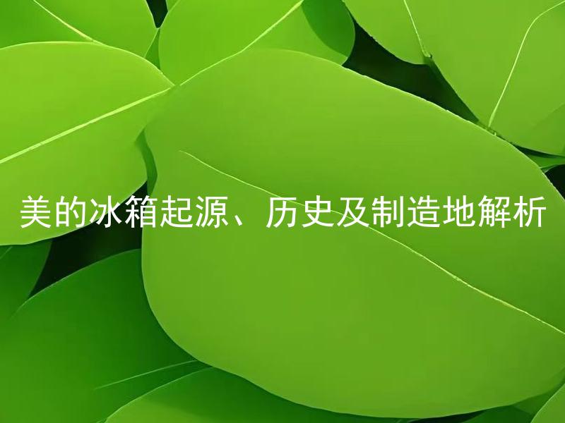 美的冰箱起源、历史及制造地解析