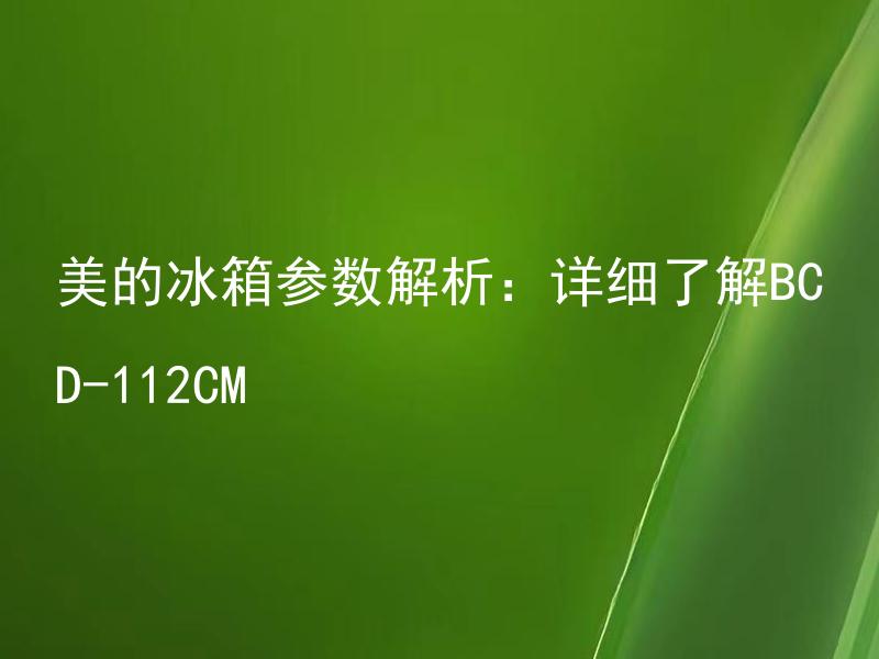 美的冰箱参数解析：详细了解BCD-112CM