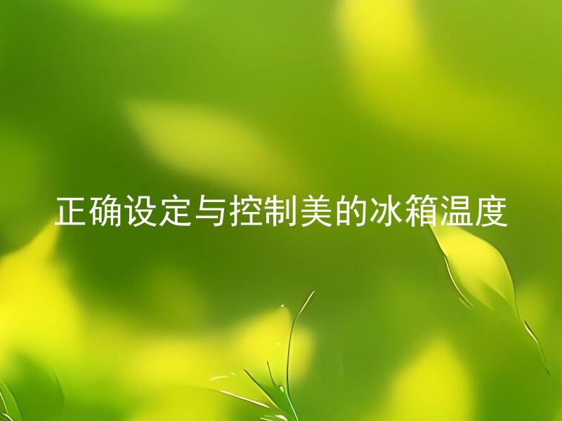 正确设定与控制美的冰箱温度