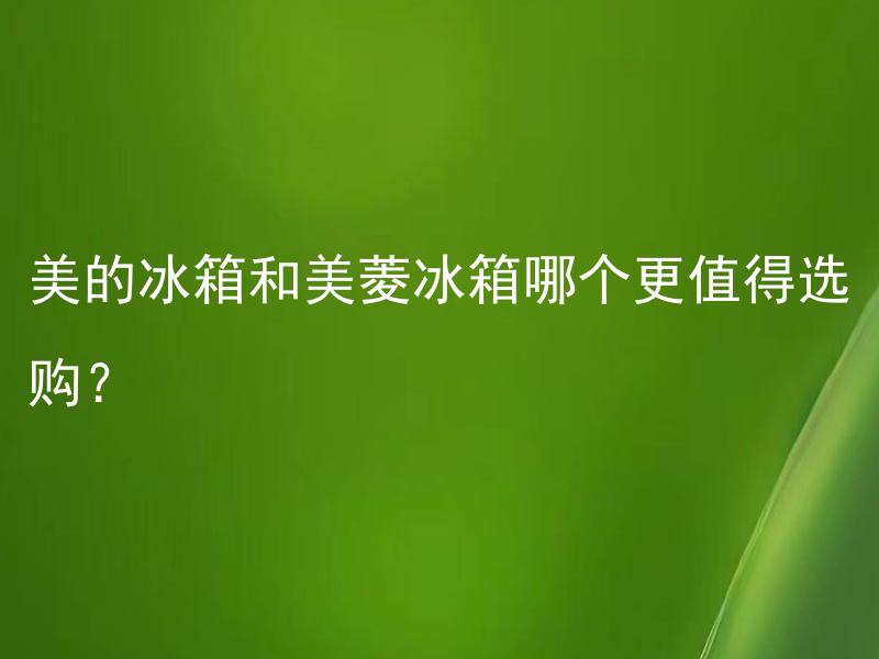美的冰箱和美菱冰箱哪个更值得选购？ 如何选择适合的冰箱品牌：美的冰箱和美菱冰箱的区别是什么？