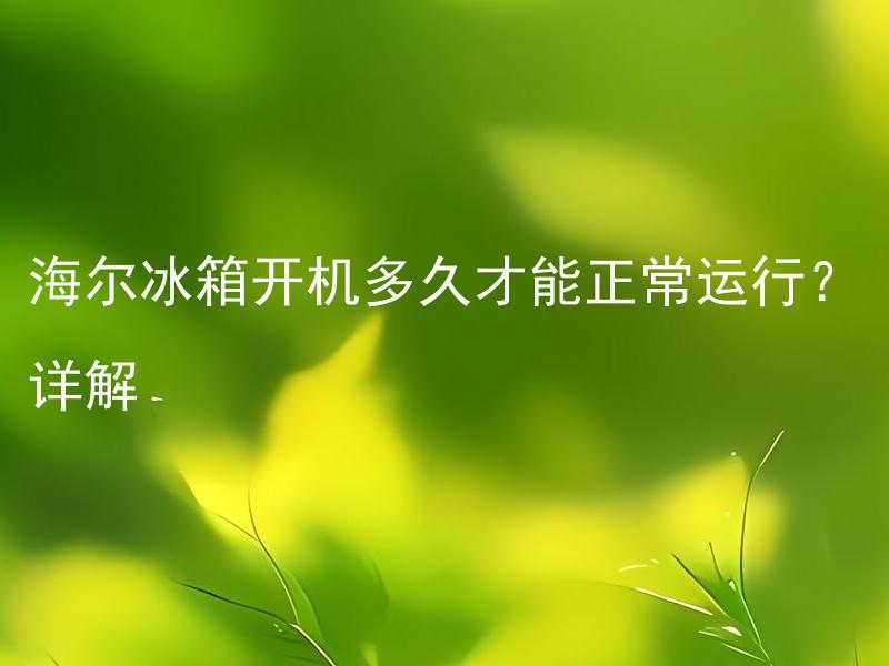 海尔冰箱开机多久才能正常运行？详解 海尔冰箱开机多久才能正常运行？详解冰箱开机后的温度稳定时间是多久？