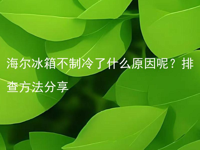 海尔冰箱不制冷了什么原因呢？排查方法分享 海尔冰箱不制冷了怎么办？常见原因与排查方法分享