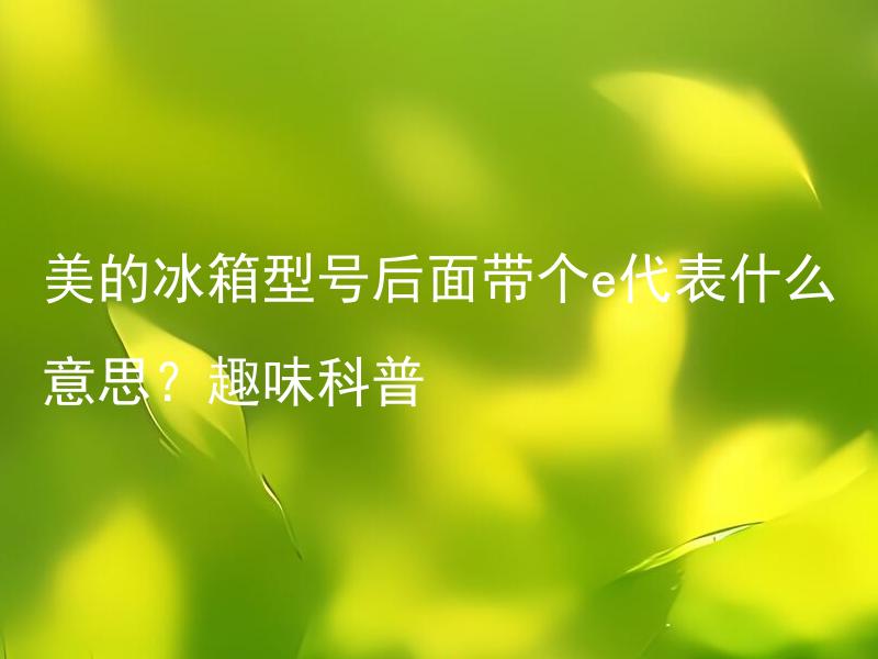 美的冰箱型号后面带个e代表什么意思？趣味科普 美的冰箱型号后面带个e代表什么其他特性？