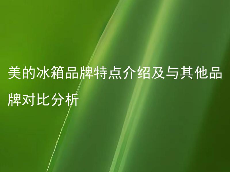 美的冰箱品牌特点介绍及与其他品牌对比分析