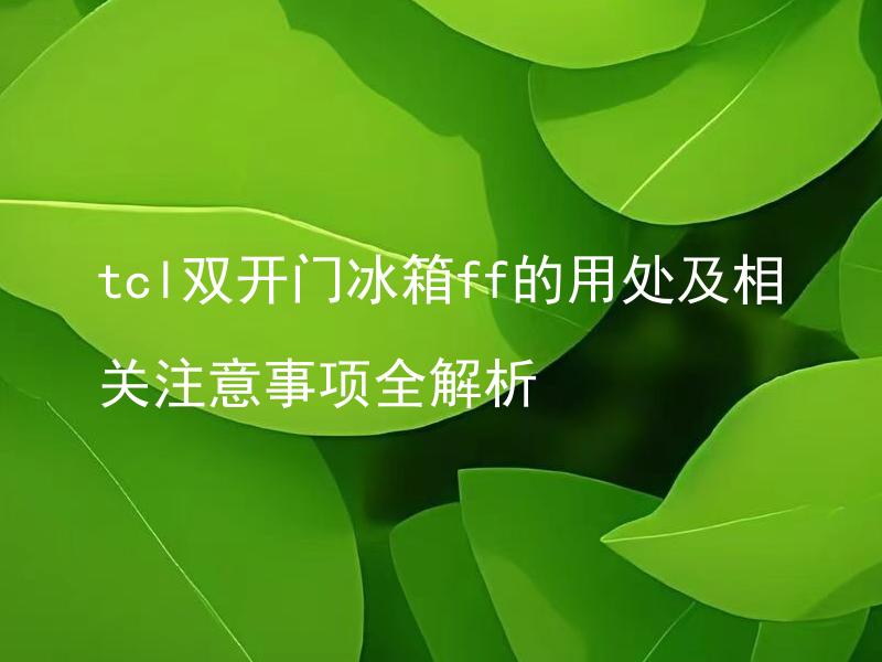 tcl双开门冰箱ff的用处及相关注意事项全解析