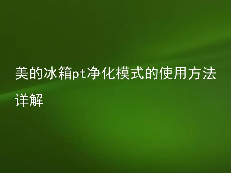美的冰箱pt净化模式的使用方法详解