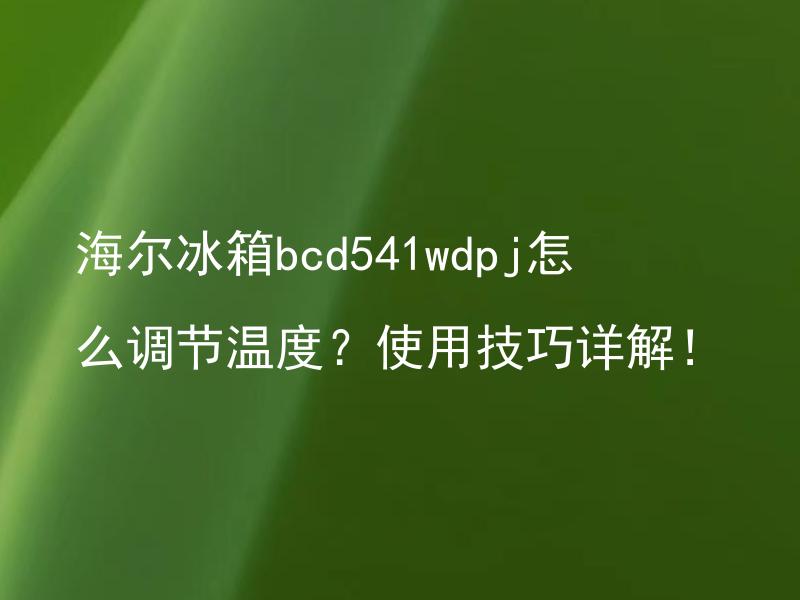 海尔冰箱bcd541wdpj怎么调节温度？使用技巧详解！