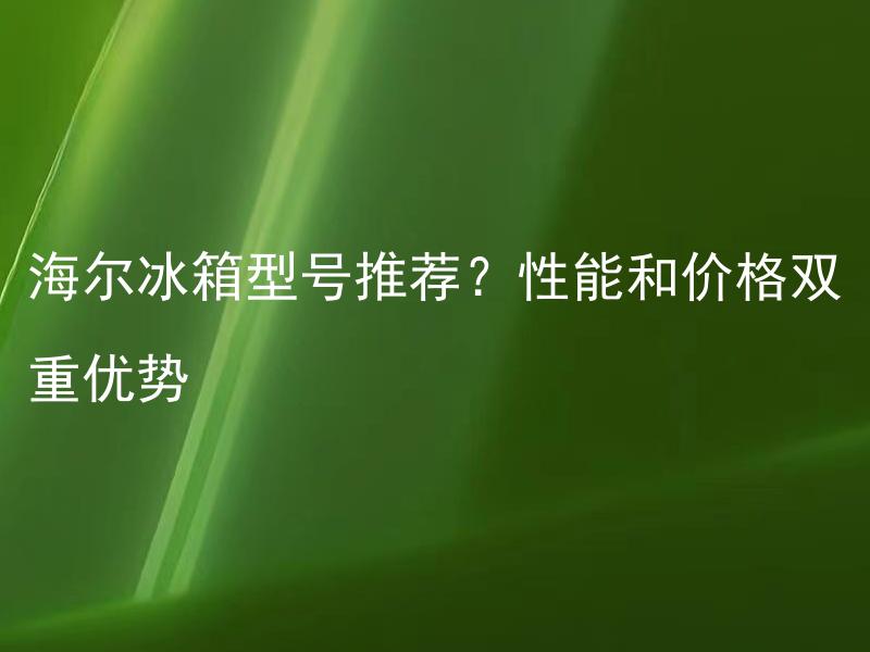海尔冰箱型号推荐？性能和价格双重优势 性能和价格双重优势，什么海尔冰箱型号值得推荐？